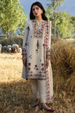 ZAHA - 3PC DHANAK EMBROIDERED SHIRT WITH DHANAK EMBROIDERED SHAWL AND TROUSER - HZG2055