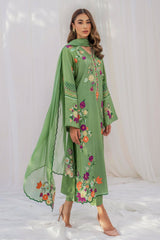 BATIK - 3PC LAWN EMBROIDERED SHIRT WITH CHIFFON EMBROIDERED DUPATTA AND TROUSER - HZG1645