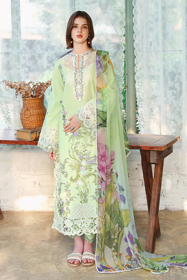 MUSHQ - 3PC LAWN EMBROIDERED SHIRT WITH SILK PRINTED DUPATTA AND TROUSER - HZG3031