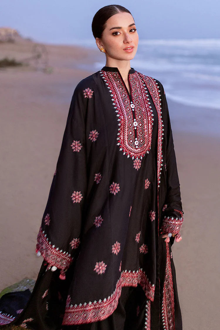 CROSS STITCH - 3PC DHANAK EMBROIDERED SHIRT WITH DHANAK EMBROIDERED SHAWL AND TROUSER - HZU2530