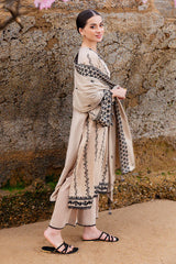 CROSS STITCH - 3PC DHANAK EMBROIDERED SHIRT WITH DHANAK EMBROIDERED DUPATTA AND TROUSER - HZU2535
