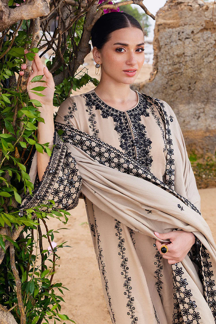 CROSS STITCH - 3PC DHANAK EMBROIDERED SHIRT WITH DHANAK EMBROIDERED DUPATTA AND TROUSER - HZU2535
