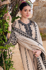 CROSS STITCH - 3PC DHANAK EMBROIDERED SHIRT WITH DHANAK EMBROIDERED DUPATTA AND TROUSER - HZU2535