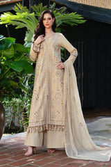 NAQSHI - 3PC LAWN EMBROIDERED SHIRT WITH COTTON NET EMBROIDERED DUPATTA AND TROUSER - HZG2704