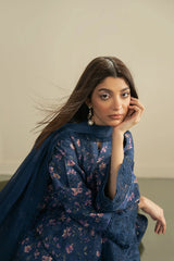 AYZEL - 3PC LAWN PRINTED SHIRT WITH SILK PRINTED DUPATTA AND TROUSER - HZG3015