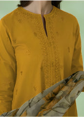 SAPPHIRE - 3PC DHANAK EMBROIDERED SHIRT WITH ORGANZA PRINTED DUPATTA & TROUSER - HZG2573