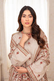 MOHAGNI - 3PC DHANAK EMBROIDERED SHIRT WITH CUTWORK DHANAK EMBROIDERED SHAWL AND TROUSER - HZG2002