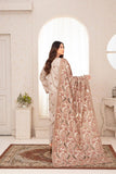 MOHAGNI - 3PC DHANAK EMBROIDERED SHIRT WITH CUTWORK DHANAK EMBROIDERED SHAWL AND TROUSER - HZG2002