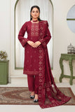 MOHAGNI - 3PC DHANAK EMBROIDERED SHIRT WITH CUTWORK DHANAK EMBROIDERED SHAWL AND TROUSER - HZG1996