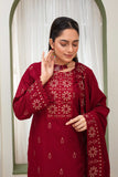 MOHAGNI - 3PC DHANAK EMBROIDERED SHIRT WITH CUTWORK DHANAK EMBROIDERED SHAWL AND TROUSER - HZG1996