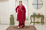 MOHAGNI - 3PC DHANAK EMBROIDERED SHIRT WITH CUTWORK DHANAK EMBROIDERED SHAWL AND TROUSER - HZG1996