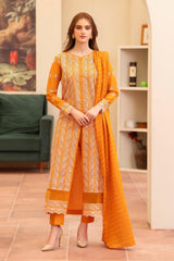 MIRAKHI - 3PC LAWN CHIKANKAARI EMBROIDERED SHIRT WITH LAWN TUBE SLUB DUPATTA AND TROUSER - HZG2261