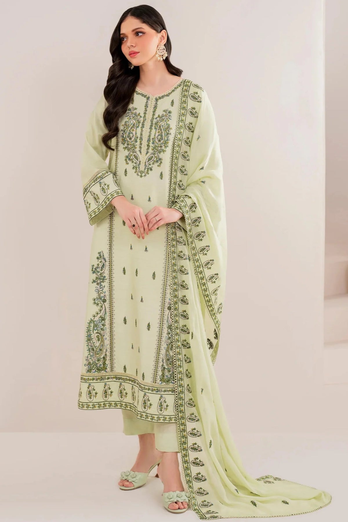GARNET - 3PC LAWN EMBROIDERED SHIRT WITH LAWN EMBROIDERED DUPATTA AND TROUSER - HZG2076