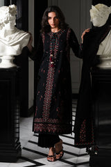 BATIK - 3PC DHANAK EMBROIDERED SHIRT WITH DHANAK EMBROIDERED SHAWL & TROUSER - HZU2568