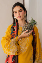 IZEL - 3PC LAWN EMBROIDERED SHIRT WITH CHIFFON PRINTED DUPATTA AND TROUSER - HZG2799