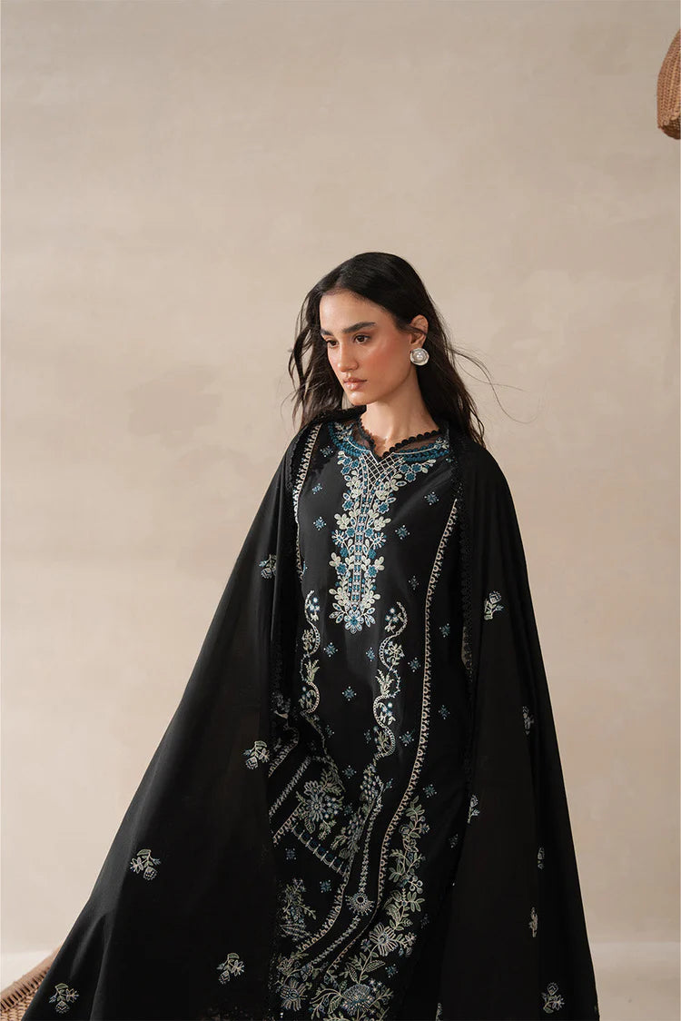 BATIK - 3PC KARANDI EMBROIDERED SHIRT WITH KHADI NET EMBROIDERED DUPATTA AND TROUSER - HZU2433