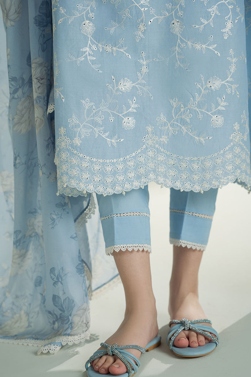 CROSS STITCH - 3PC DHANAK EMBROIDERED SHIRT WITH TWILL PRINTED SHAWL AND TROUSER - HZG2322