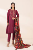 SAPPHIRE - 3PC DHANAK EMBROIDERED SHIRT WITH TWILL PRINTED SHAWL AND TROUSER - HZG2012