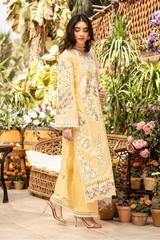 ELAF - 3PC LAWN CHIKANKAARI EMBROIDERED SHIRT WITH KHADDI NET EMBROIDERED DUPATTA AND TROUSER - HZG2747