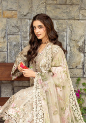 ELAF - 3PC LAWN CHIKANKAARI EMBROIDERED SHIRT WITH CHIFFON PRINTED DUPATTA AND TROUSER - HZG2836