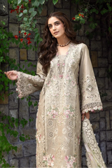 ELAF - 3PC LAWN CHIKANKAARI EMBROIDERED SHIRT WITH CHIFFON PRINTED DUPATTA AND TROUSER - HZG2836