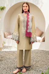 JAZMIN - 3PC LAWN EMBROIDERED SHIRT WITH MANAAR PRINTED DUPATTA AND TROUSER - HZG2086