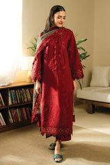 BAROQUE - 3PC DHANAK EMBROIDERED SHIRT WITH TWILL PRINTED SHAWL AND TROUSER - HZG2402