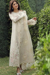 QALAMKAR - 3PC LAWN CHIKANKAARI EMBROIDERED SHIRT WITH KHADI NET EMBROIDERED DUPATTA AND TROUSER - HZG2706