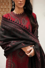 MARIA B - 3PC DHANAK EMBROIDERED SHIRT WITH PASHMINA SHAWL AND TROUSER - HZ1292