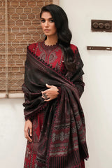 MARIA B - 3PC DHANAK EMBROIDERED SHIRT WITH PASHMINA SHAWL AND TROUSER - HZ1292