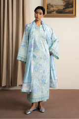 AYZEL - 3PC LAWN PRINTED SHIRT WITH SILK PRINTED DUPATTA AND TROUSER - HZG2981