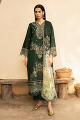 IZEL - 3PC LAWN EMBROIDERED SHIRT WITH CHIFFON PRINTED DUPATTA AND TROUSER - HZG2693