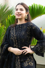 DANANEER - 3PC LAWN EMBROIDERED SHIRT WITH MANAAR EMBROIDERED DUPATTA - HZG1004