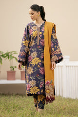 BAROQUE - 3PC KARANDI PRINTED SHIRT WITH PRINTED DUPATTA AND TROUSER - HZG1449