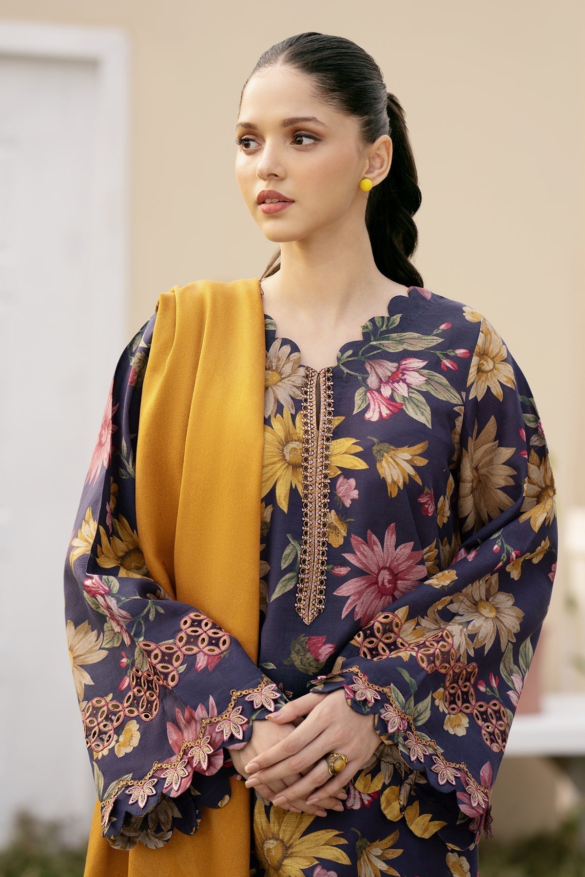 BAROQUE - 3PC KARANDI PRINTED SHIRT WITH PRINTED DUPATTA AND TROUSER - HZG1449