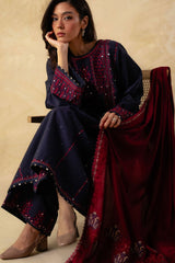 ZARA SHAH JAHAN - 3PC DHANAK EMBROIDERED SHIRT WITH DHANAK EMBROIDERED DUAPTTA AND TROUSER - HZG1396